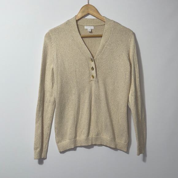 Charter club sparkly ivory sweater women’s size petite medium - Picture 1 of 7